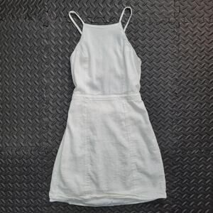 Hollister White Linen Blend Cutout Lace Up Back Mini Dress Small